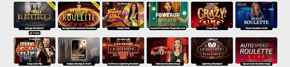 Ang EnergyCasino Roulette, Blackjack at iba pang Table Games