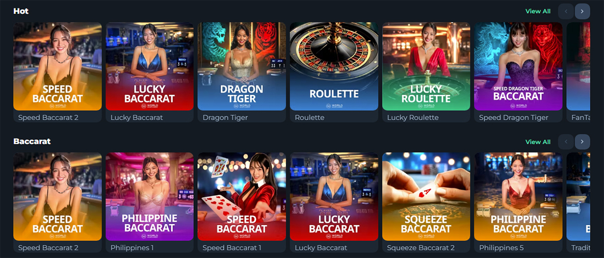 Ang King Roulette, Blackjack at ipa pang Table Games